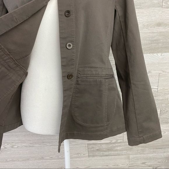 Eileen Fisher Khaki Round Collar Utility Jacket - Picture 2 of 9